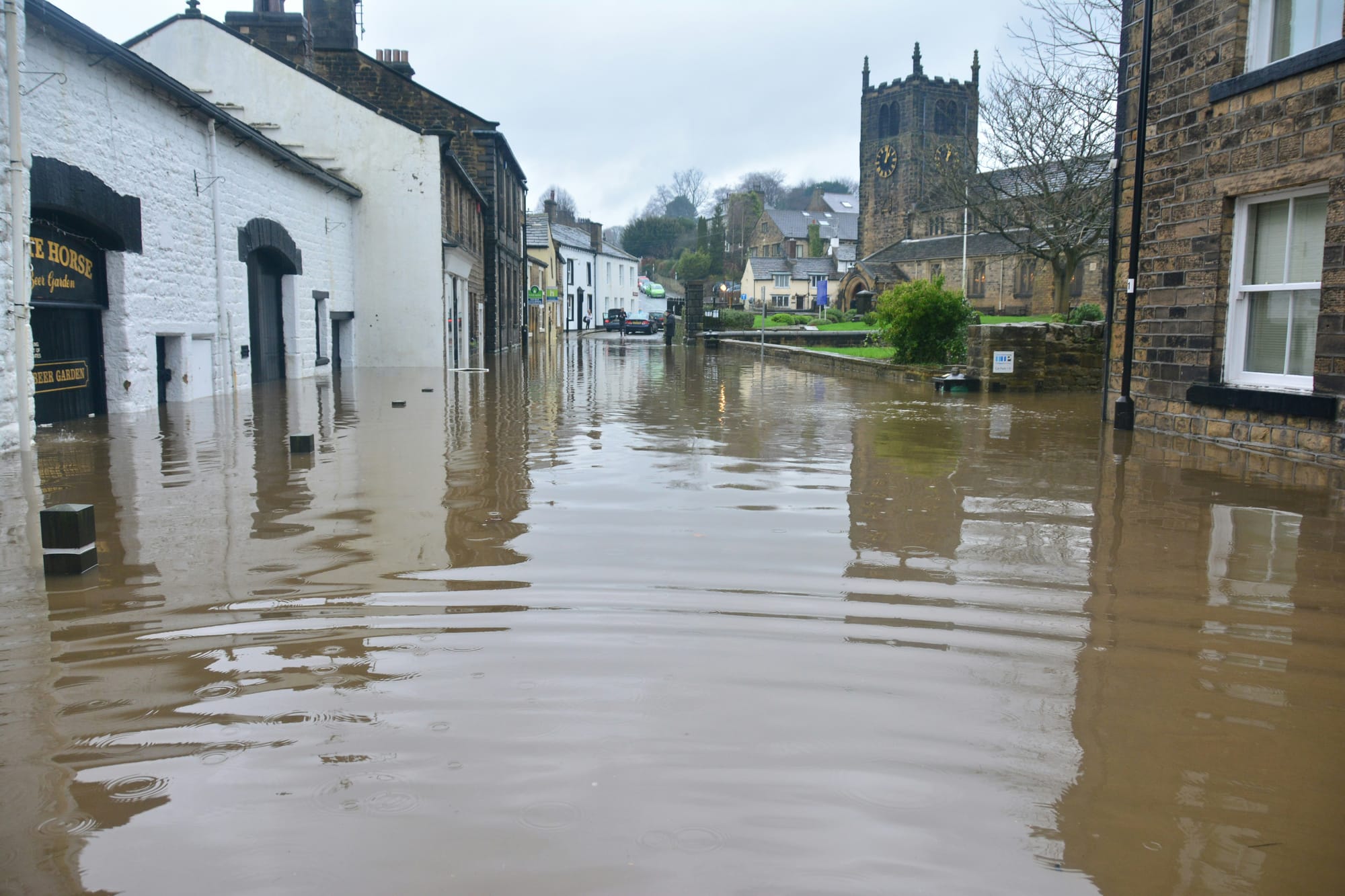 rue d'une ville inondée